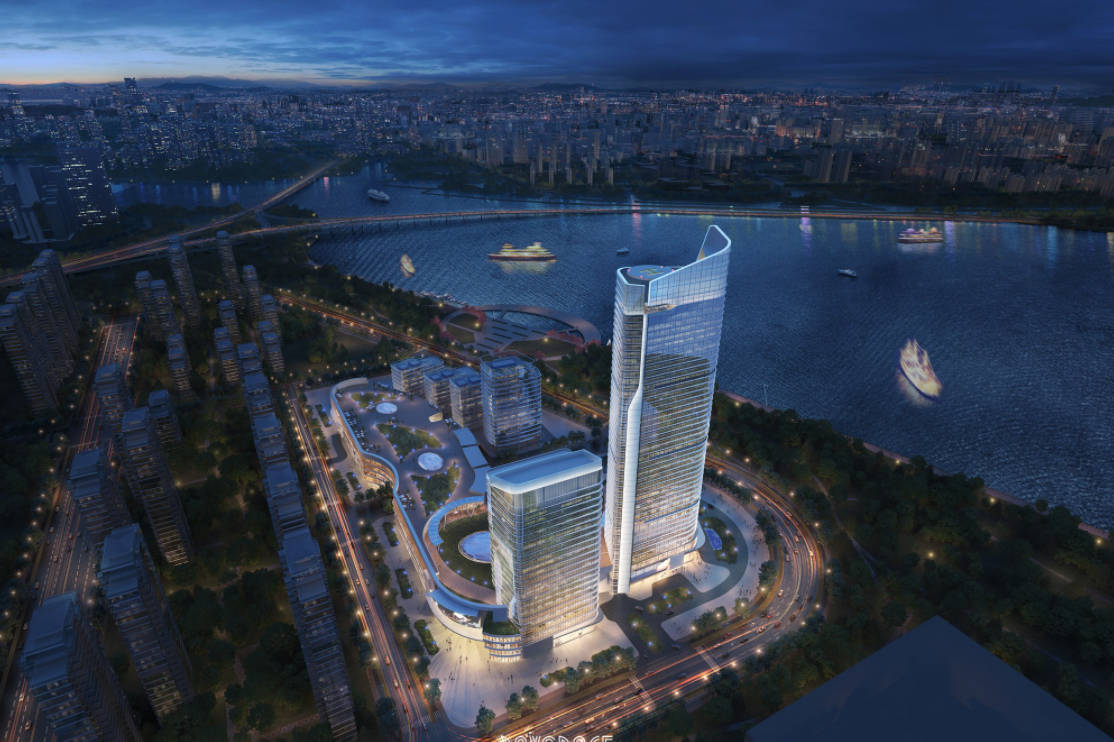 External render of city towers in Suzhou by RaySpace